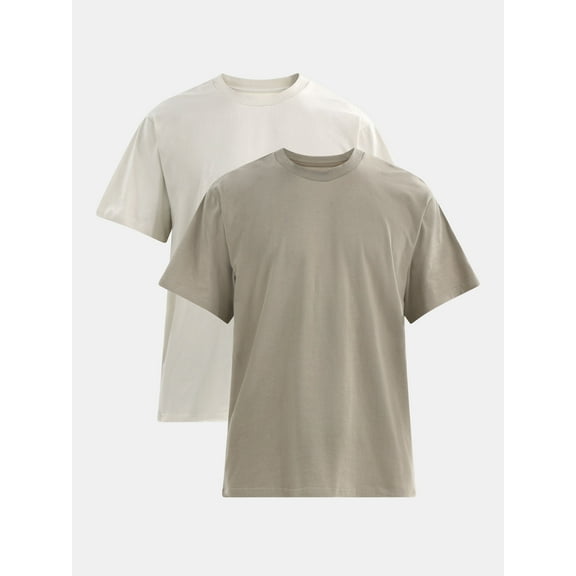 No Boundaries Neutral Basic Crewneck Tee with Short Sleeves, 2-Pack, Men's