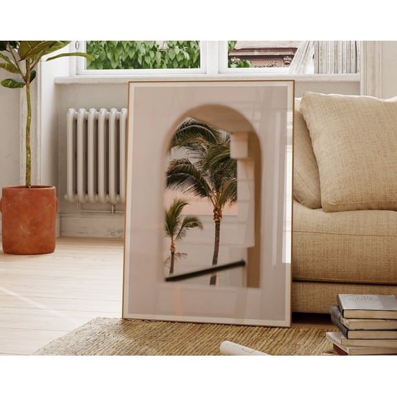 Neutral Palm Tree Print, Summer Tropical Photography, Tropical Hotel View Poster, Wall Art, Modern Wall Decor, 16x24 UNFRAMED