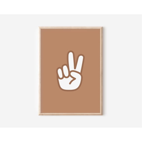 Neutral Peace Sign Print, Playroom Decor, Unframed Paper Poster 24x36in
