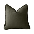 thumbnail image 1 of Neutral Pillow Covers 18X18, Boho Throw Pillows, Olive Green Chenille, Fringe Trim, Living Room Decor, Square Pillow Covers, 1 Pc, 1 of 7