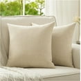 Neutral Pillow Covers 18x18 Inch Set of 2 Rustic Linen Square