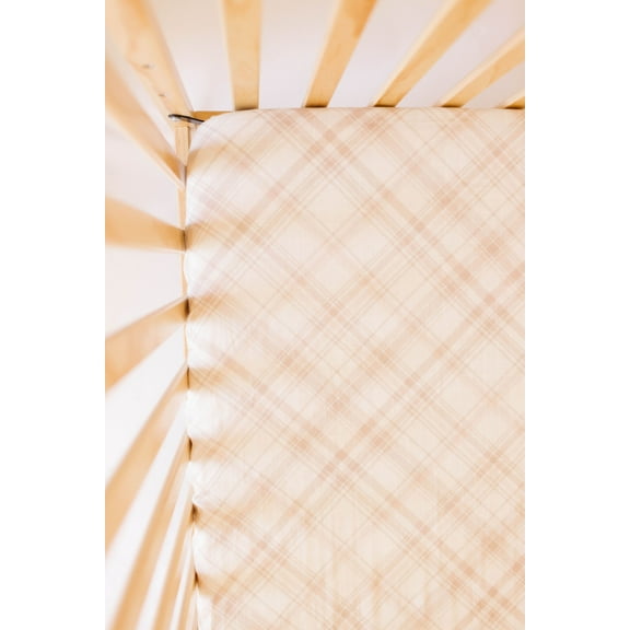 Neutral Plaid Crib Sheet