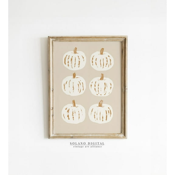 Neutral Pumpkin Painting Modern Fall Wall Art Beige Fall Decor Abstract Autumn Poster Hand Drawn Art Wall Art, Modern Wall Decor, 8x12 UNFRAMED