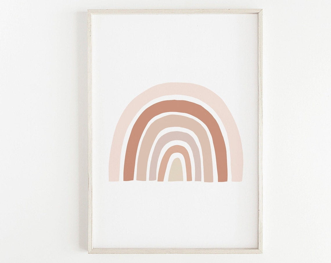 Neutral Rainbow Print Boho Nursery Decor Gender Neutral Art Large ...