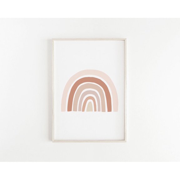 Neutral Rainbow Wall Art Boho Nursery Decor Gender Neutral Blush Clay Poster, Unframed Canvas 24x36in
