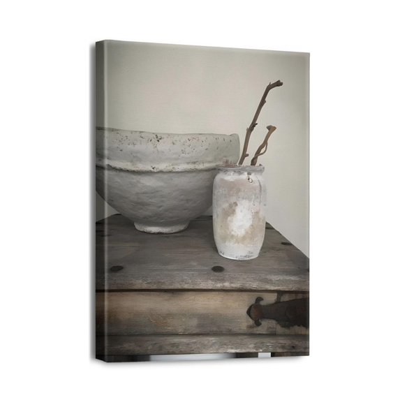 Neutral Rustic Vintage Paintings 12x16 Framed Canvas Prints for a Sophisticated Interior Design by an Expert Artist.