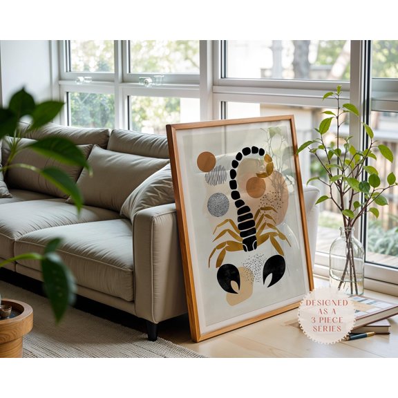 Neutral Scorpion Wall Art , Minimalist Animal Print , Boho Modern Decor , Poster Print Only