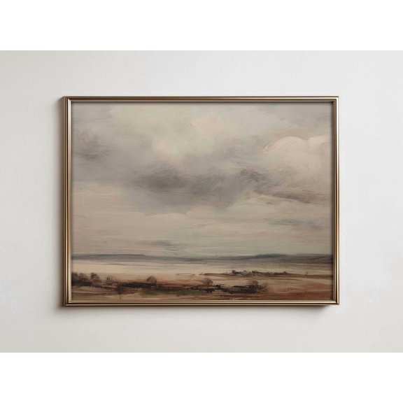 Neutral Seascape, Calm Storm Coastal Art Unframed Paper Print