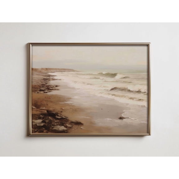 Neutral Seascape Calm Storm Ocean Waves Poster , Poster Print Only