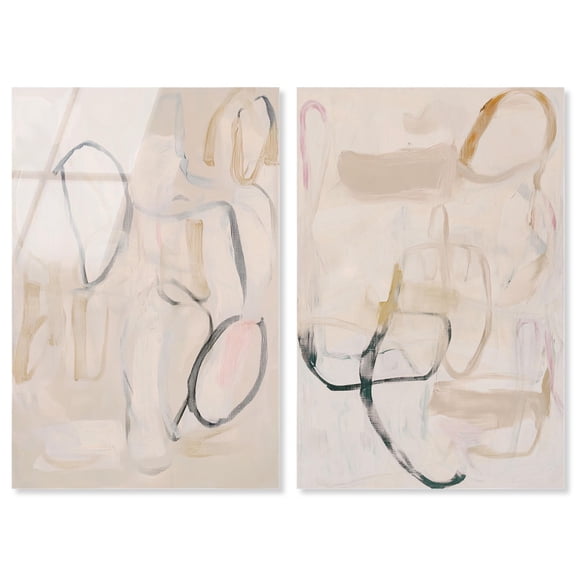 Neutral Serenity 2 Panel Set Acrylic Print Gold Wall Art by Art Remedy, Ready to Hang, 20 x 30