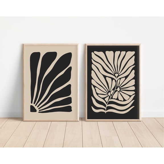 Neutral Set Of 2/ Neutral, Beige, Moody Botanical Art, Neutral Prints, Boho, Modern Wall Decor Set 2 Prints, Poster Only