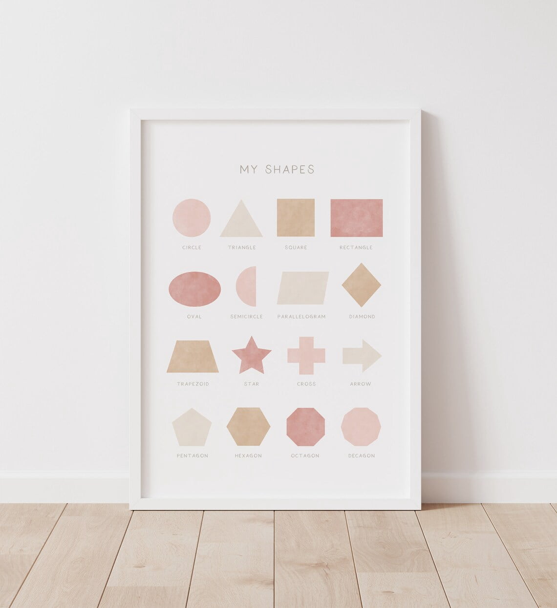 Neutral Shapes Poster Educational Wall Art Montessori Nursery ...