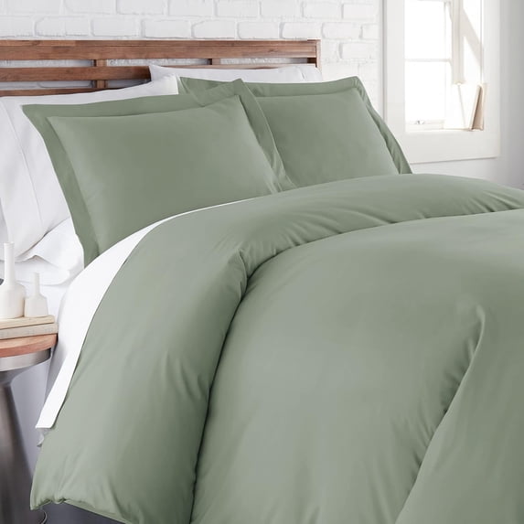 Southshore Fine Linens Duvet Cover Set, Full/Queen Size Duvet Cover with 2 Pillow Shams, Hidden Zipper Closure, Corner Ties, Wrinkle Free, Fade Resistant, Dark Green