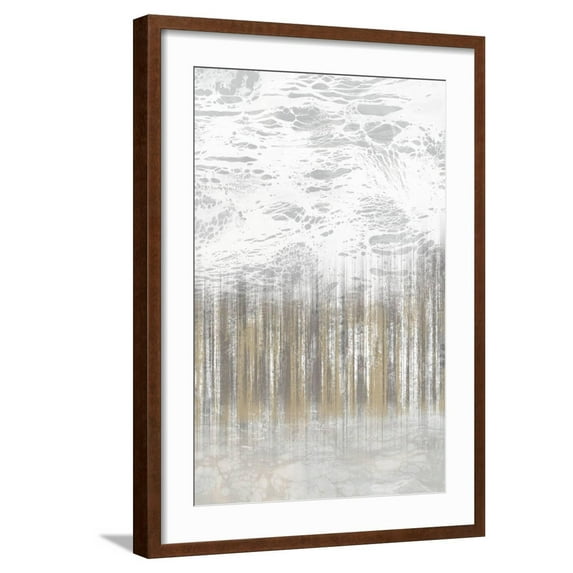 Art.com Neutral Staggered Lines II Art Print by Jennifer Goldberger, Brown Frame Wall Art, 21" x 29"
