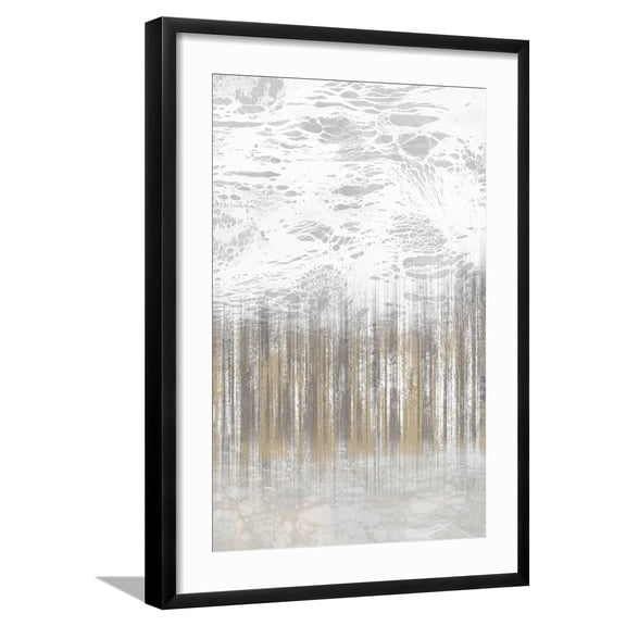 Art.com Neutral Staggered Lines II Art Print by Jennifer Goldberger, Black Frame Wall Art, 21" x 29"