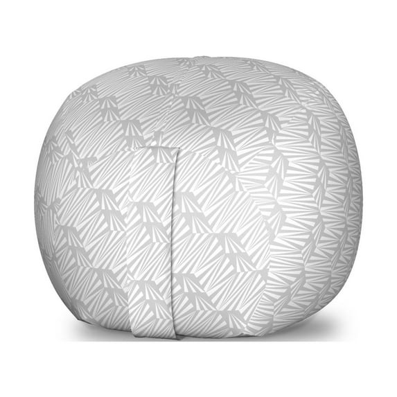 Neutral Storage Toy Bag Chair, Moving Geometric Illustration of Shapes in Contrasting Shades Abstract Art, Stuffed Animal Organizer Washable Bag, Small Size, Pale Grey and White, by Ambesonne