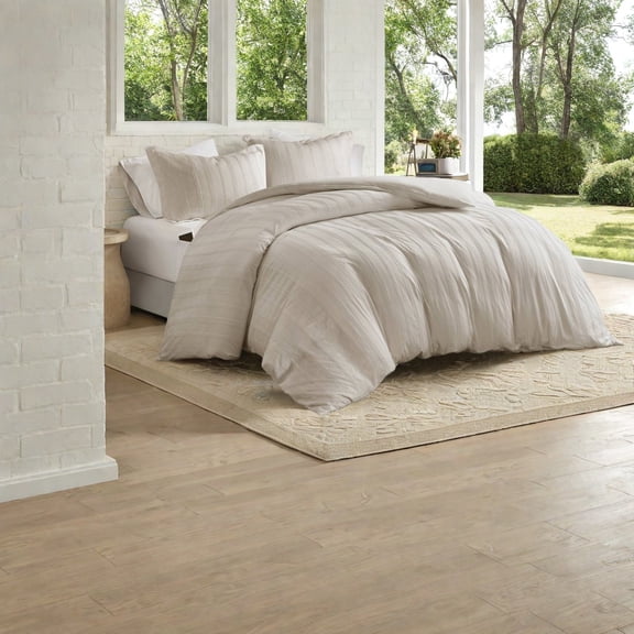 Neutral Striped Bedding Sets Durable Polyester Modern Style for Home Comfort