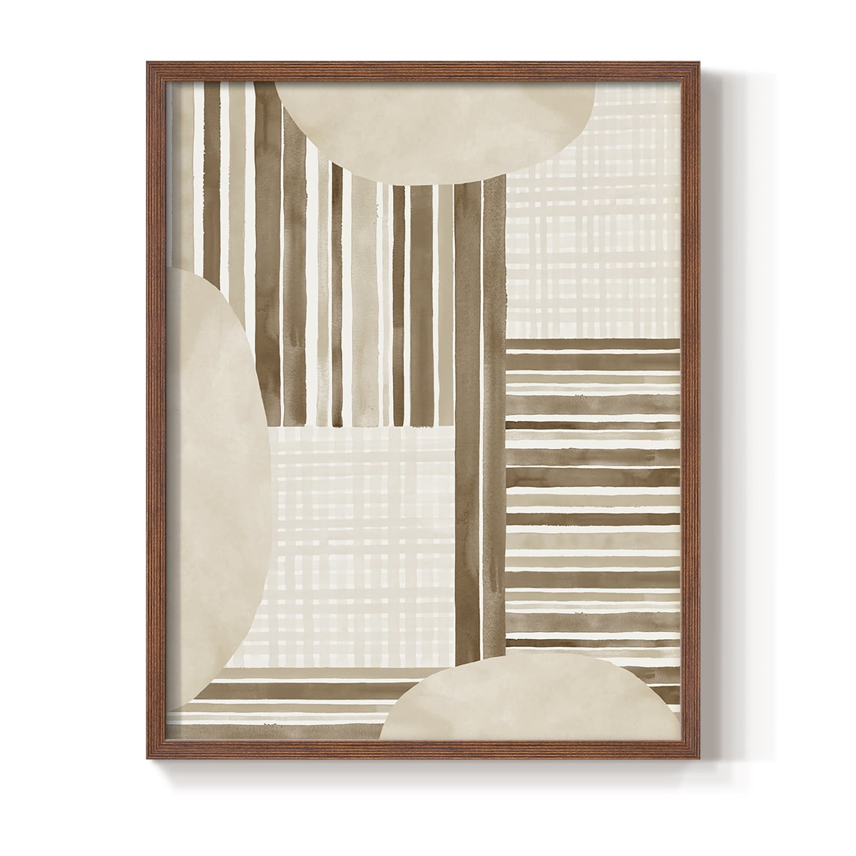 Neutral Stripes in Brown Solid Wood 8 x 10 Framed Print