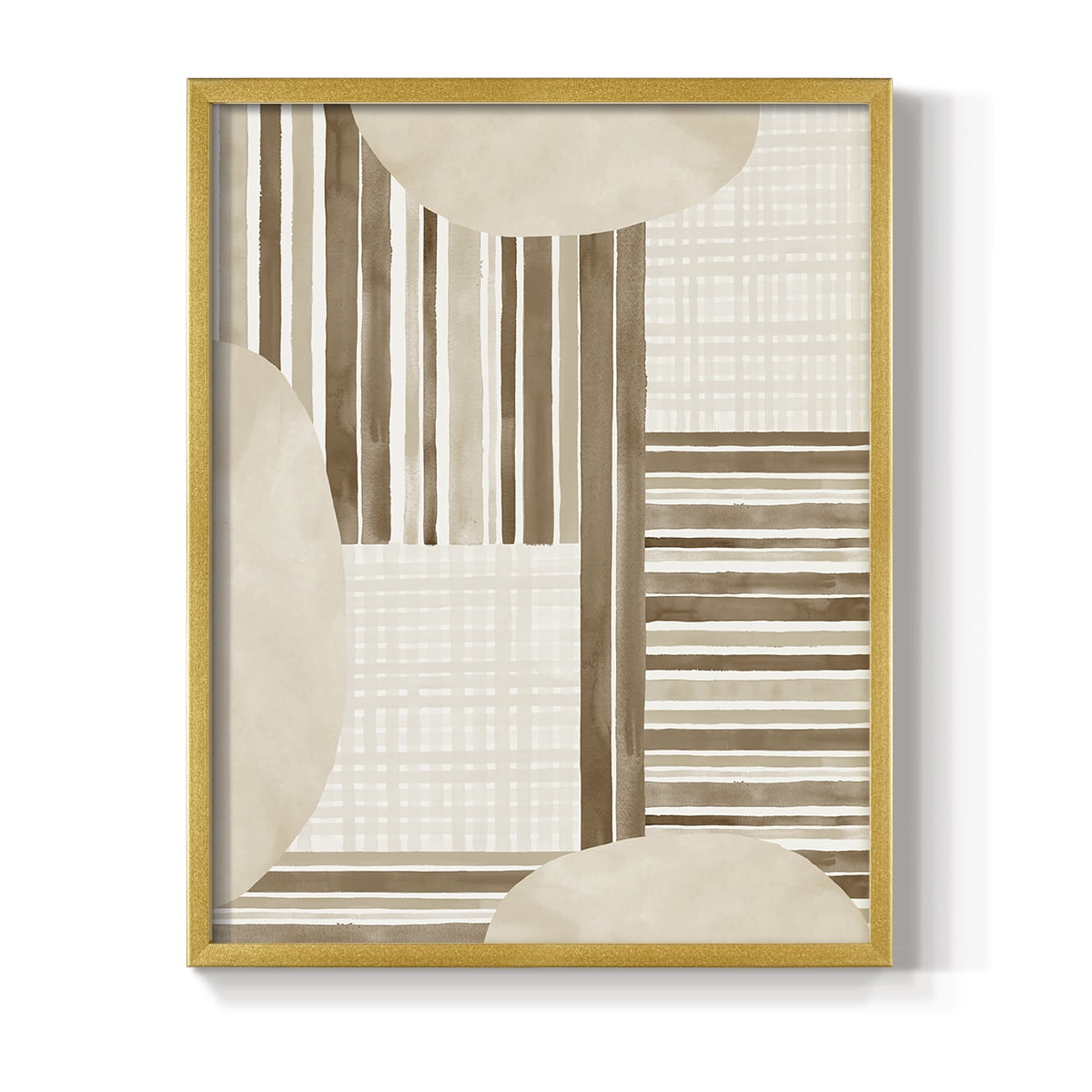 Neutral Stripes in Gold Solid Wood 8 x 10 Framed Print