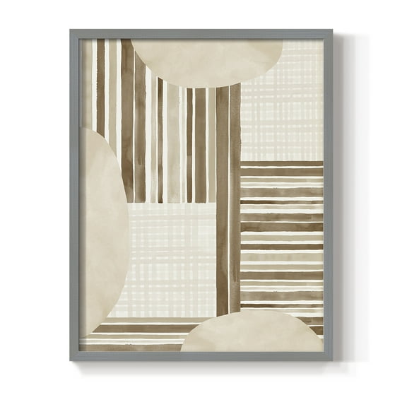 Neutral Stripes in Gray Solid Wood 16 x 20 Framed Print
