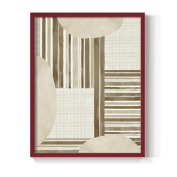 Neutral Stripes in Red Solid Wood 11 x 14 Framed Print