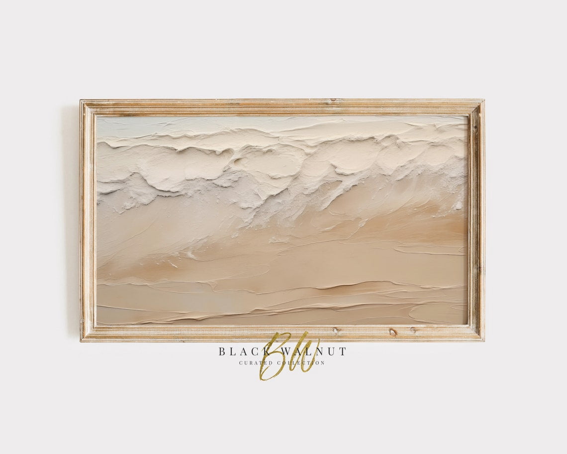 Screen Scaver Abstract Neutral Summer Wall Art, Abstract Beach Sand Ocean Waves, Muted Warm ...