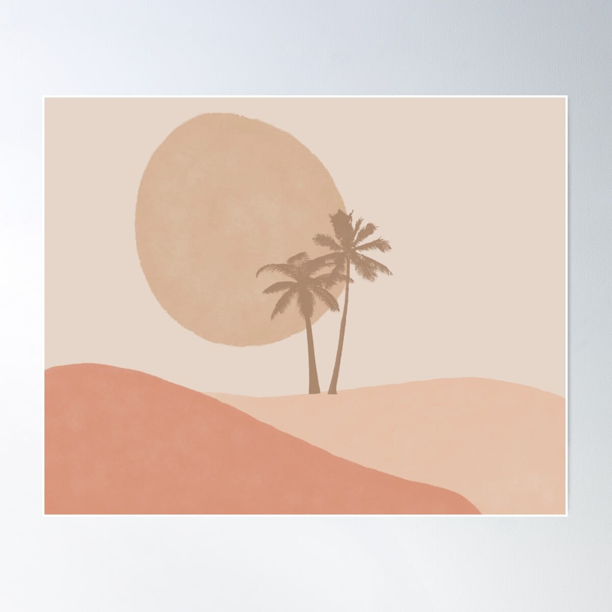 Neutral Sunset With Palm Trees Poster Wall Art, Modern Wall Decor For ...