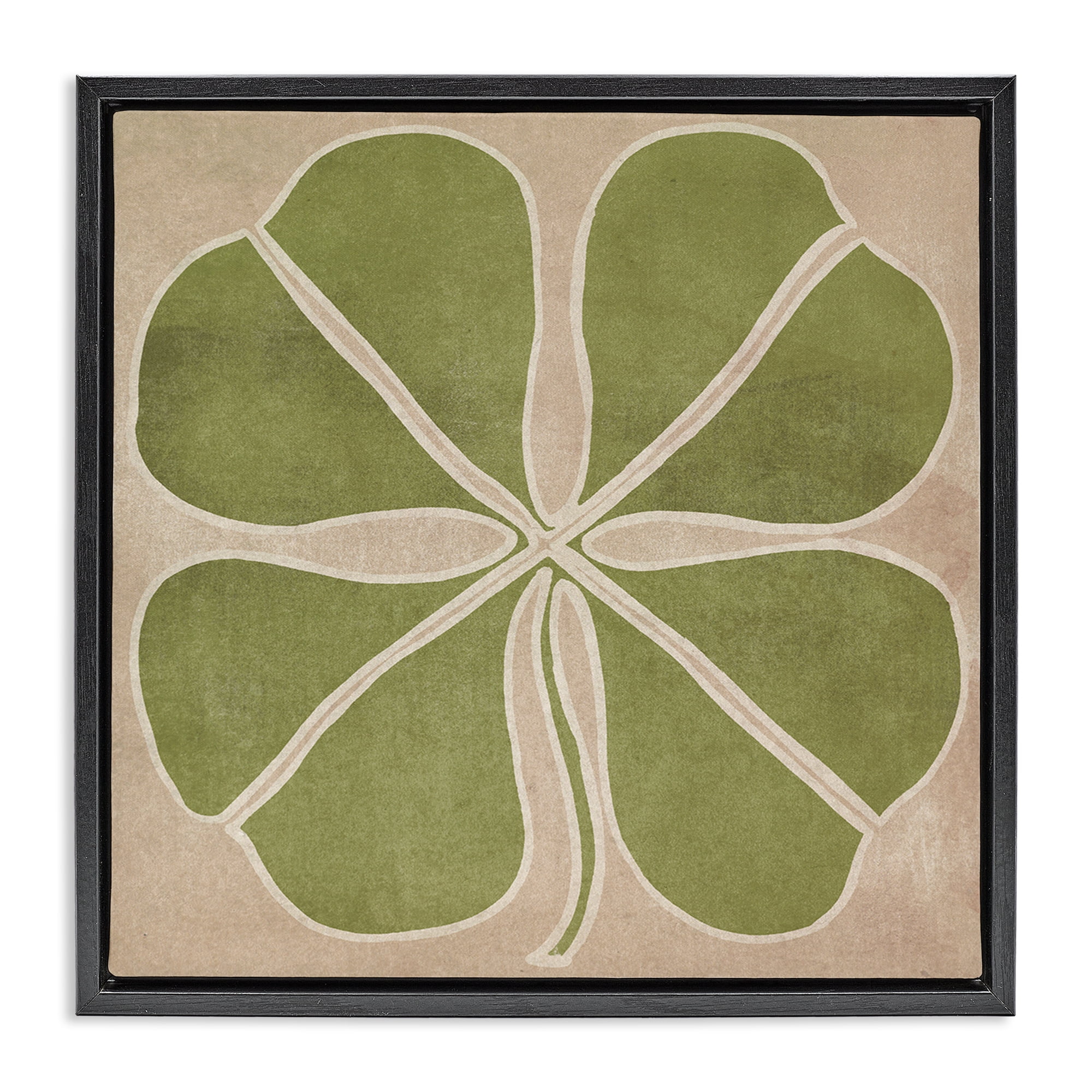 Neutral Symmetrical Clover Black Framed Floater Canvas Wall Art, design by June Erica Vess
