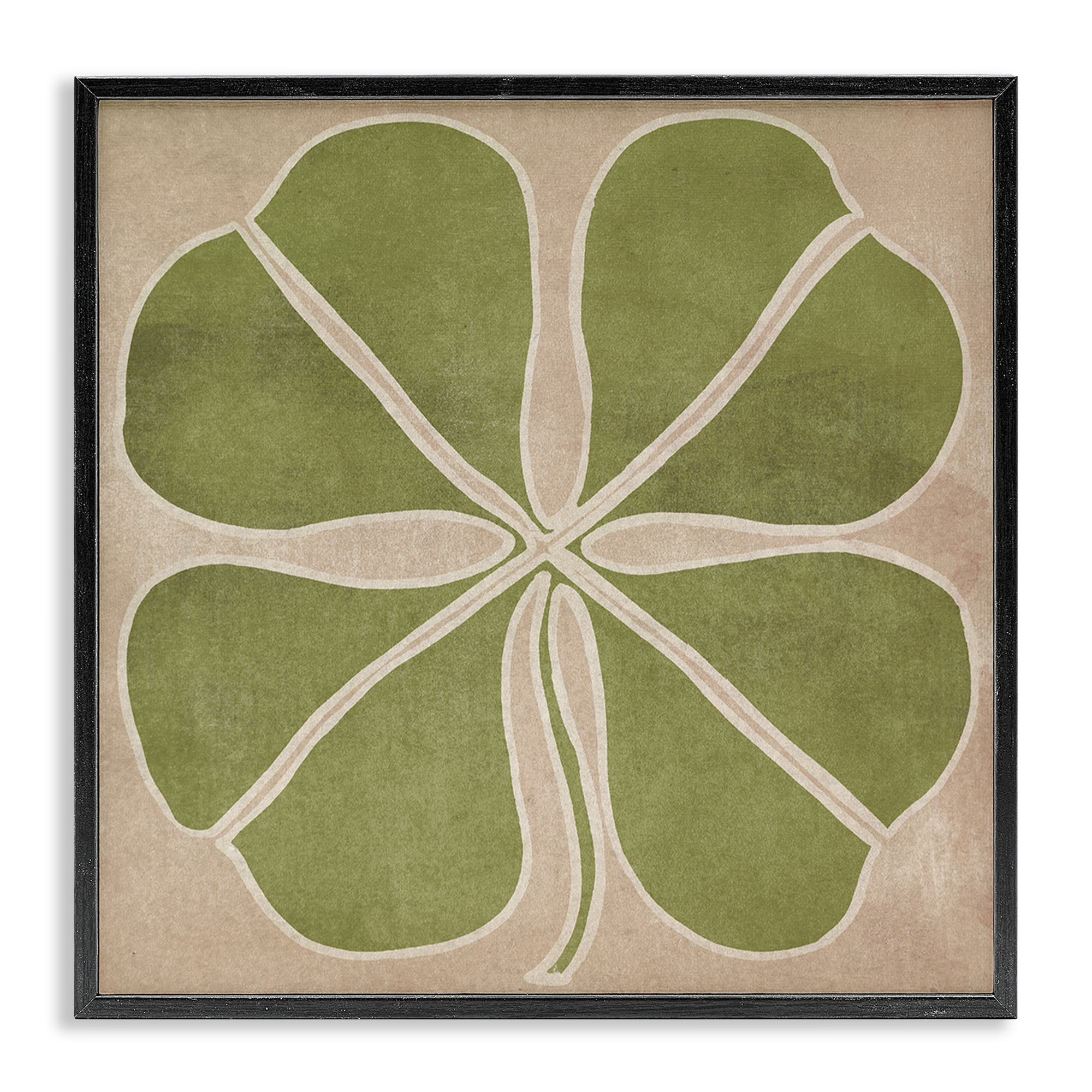 Neutral Symmetrical Clover Black Framed Giclee Art, design by June Erica Vess