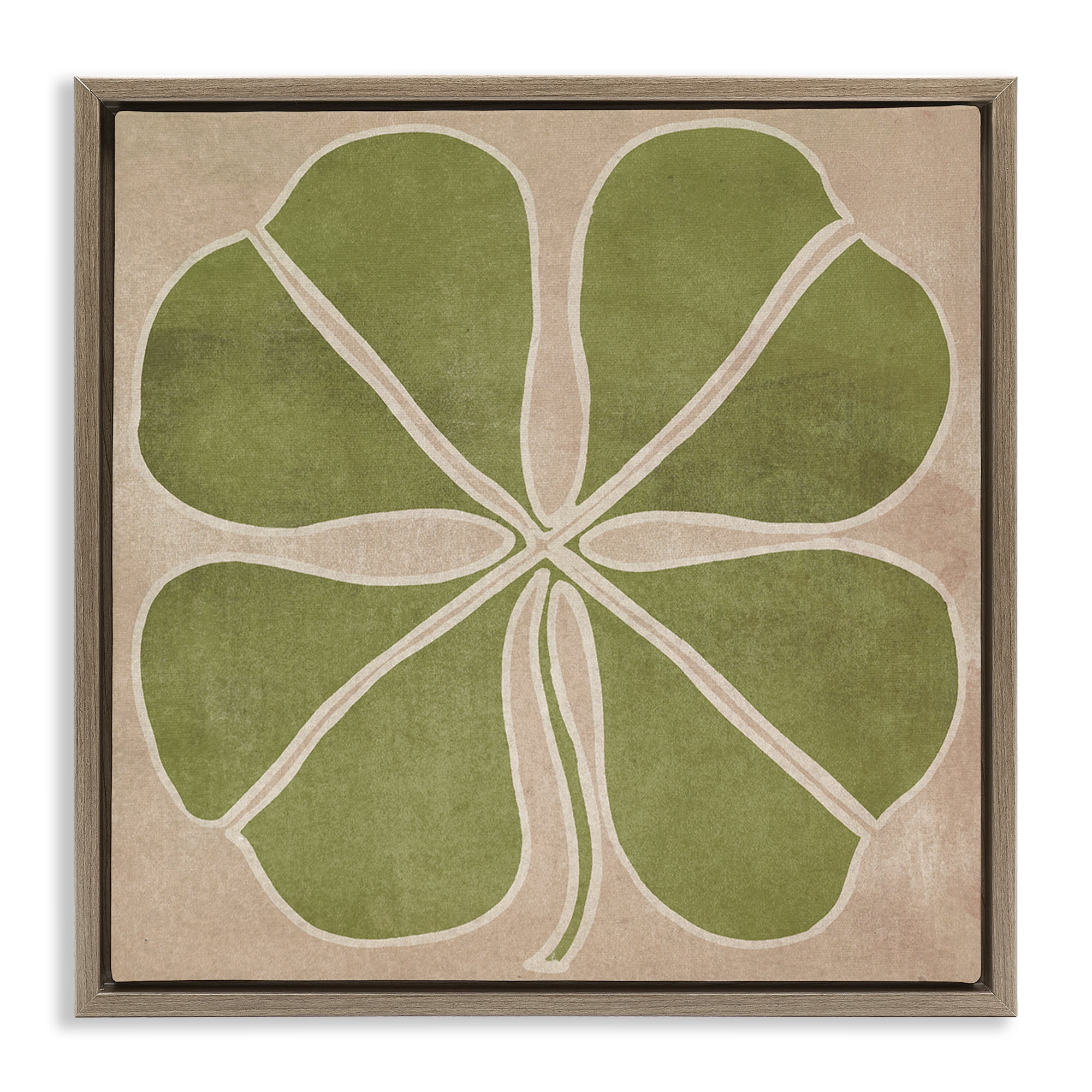 Neutral Symmetrical Clover Brown Framed Floater Canvas Wall Art, design by June Erica Vess
