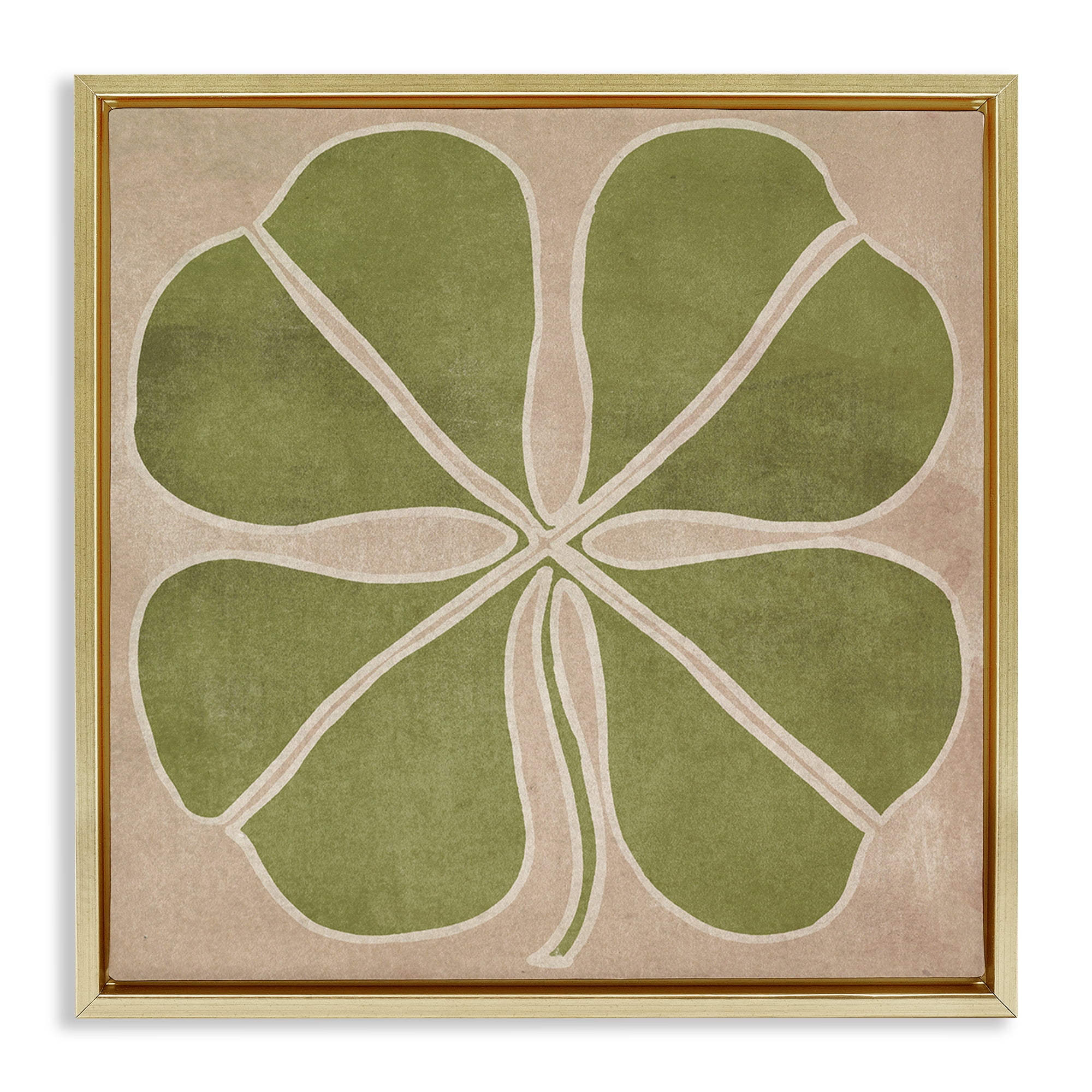 Neutral Symmetrical Clover Gold Framed Floater Canvas Wall Art, design by June Erica Vess