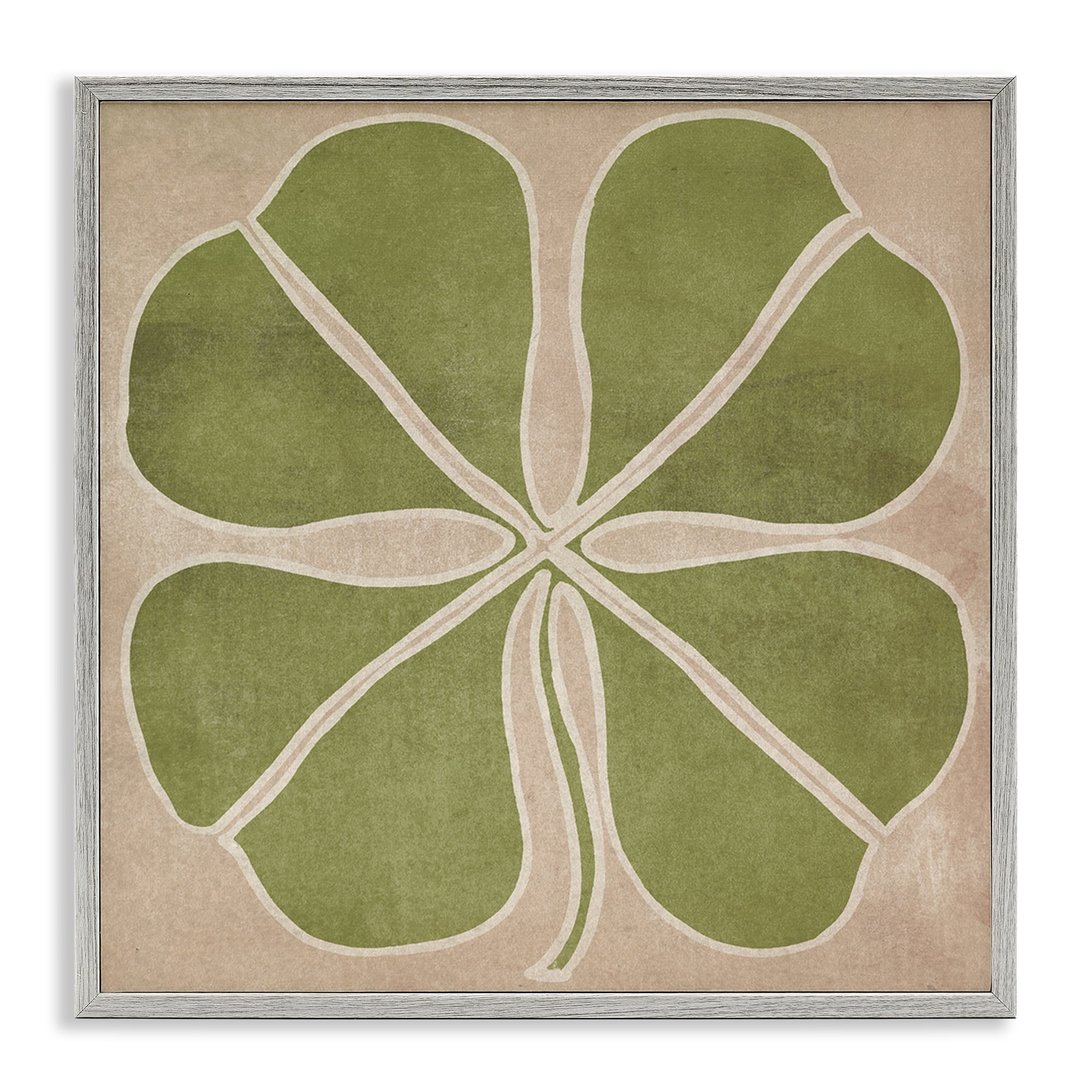 Neutral Symmetrical Clover Gray Framed Giclee Art, design by June Erica Vess