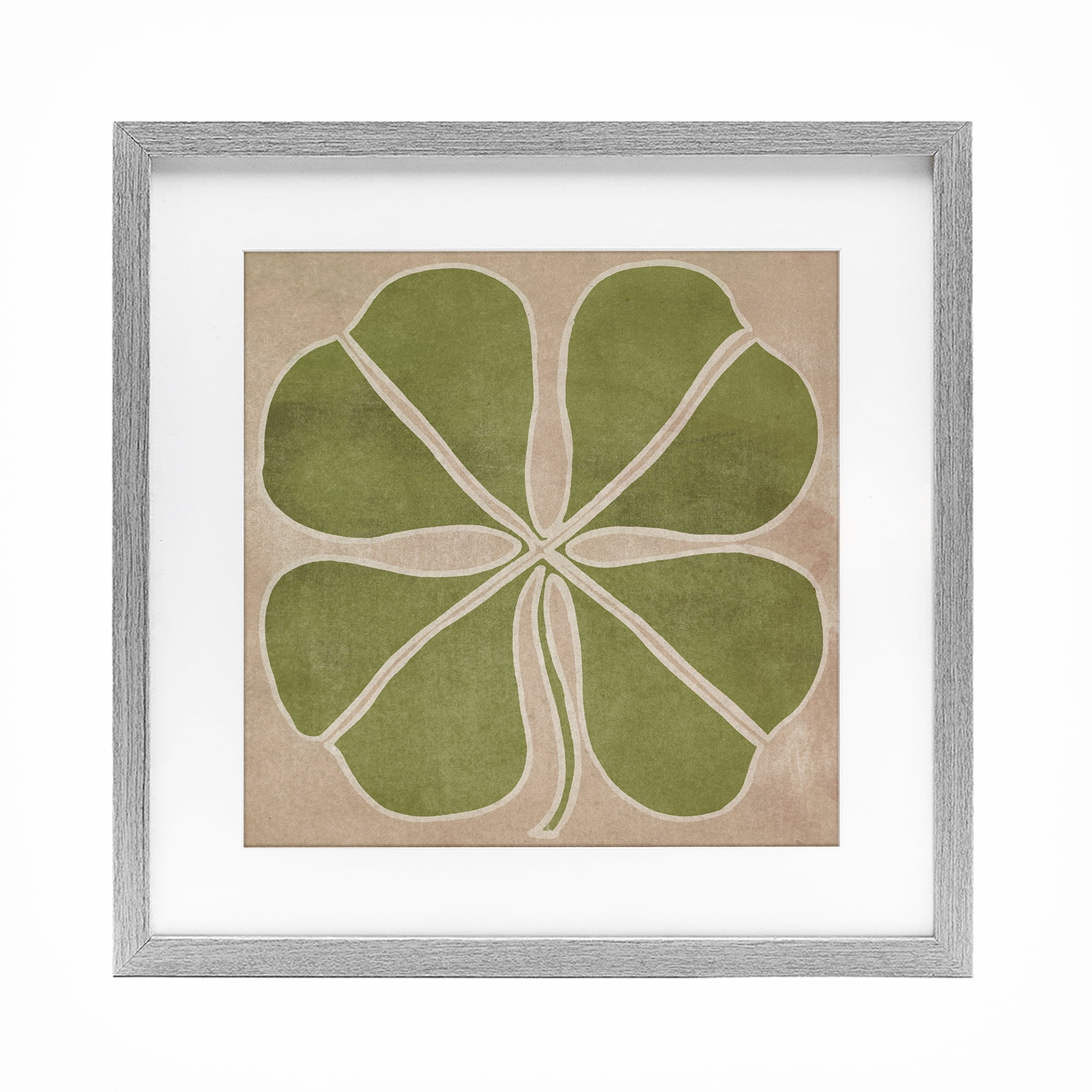 Neutral Symmetrical Clover Gray Framed Print Under Glass, design by June Erica Vess