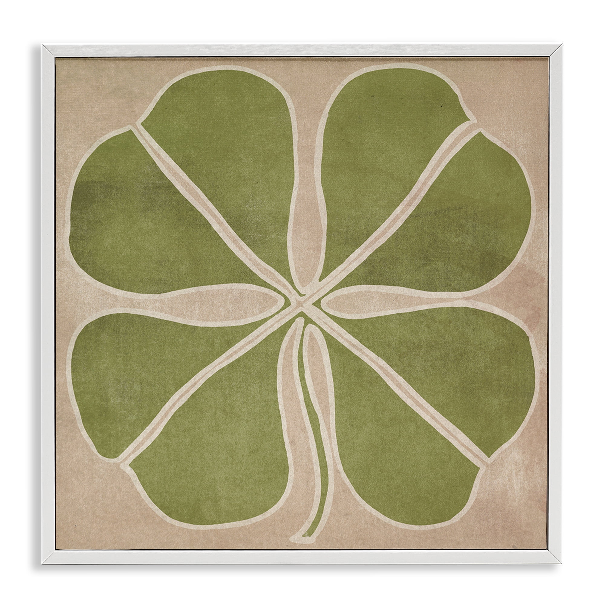 Neutral Symmetrical Clover White Framed Giclee Art, design by June Erica Vess