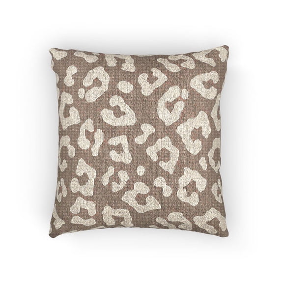 Neutral Taupe and Cream Leopard Print Woven Pillow