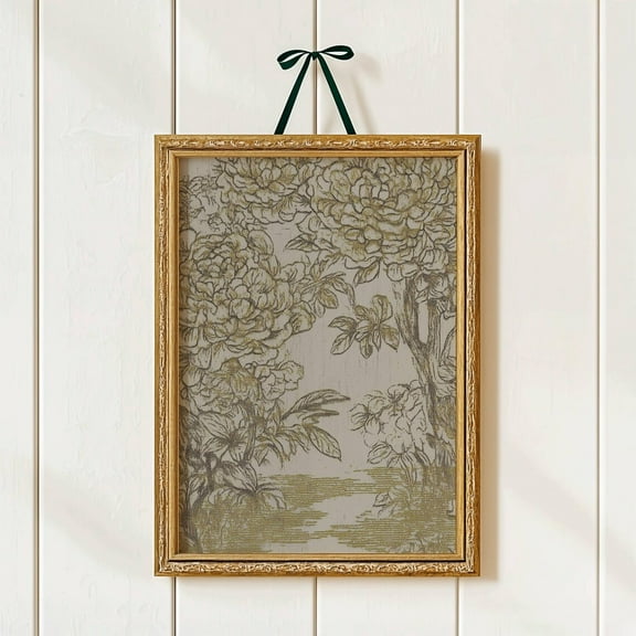 Neutral Textile Print Antique Gold Flower Sketch Moody Floral Wall Art Rustic Botanical Art Neutral Nature Prints Vintage Flower Drawing Home Decor #1008, Unframed Poster Size 8x12