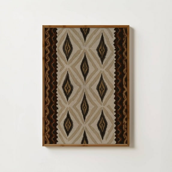 Neutral Textile Wall Art African Pattern Print Earthy Wall Art Vintage Textile Southwestern Wall Art Earthy Room Decor Aztec Home Decor #935, Unframed Canvas Size 24x36