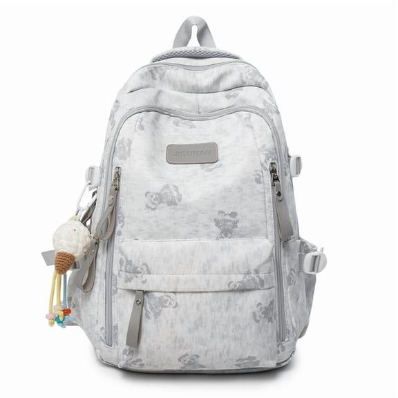 Neutral Tone Japanese Academy Nylon Daypack, 15.6 Inch Laptop Pocket Rucksack, Stain-Resistant Tear-Proof Carryall for Daily Travel Errands, 18.11 Inch (Grey)