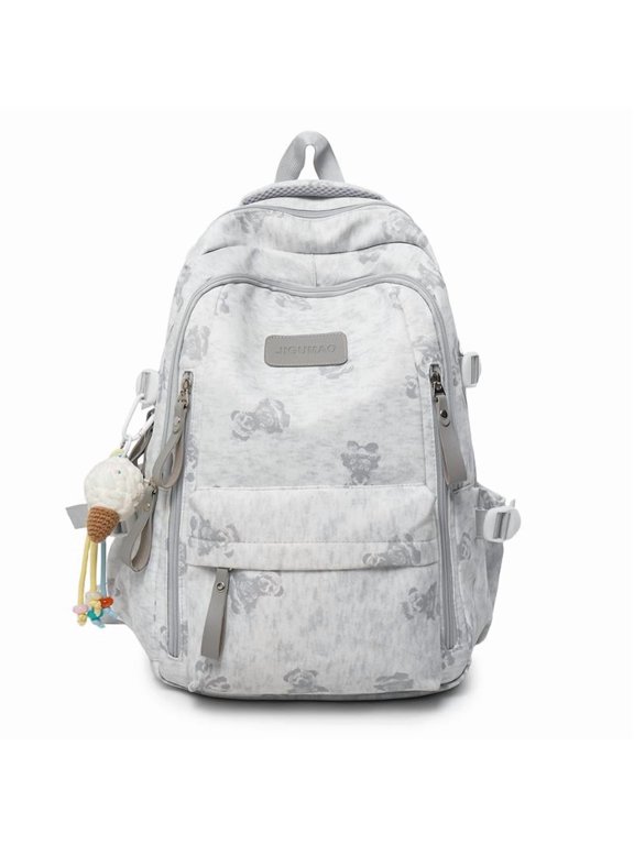 Neutral Tone Japanese Academy Nylon Daypack, 15.6 Inch Laptop Pocket Rucksack, Stain-Resistant Tear-Proof Carryall for Daily Travel Errands, 18.11 Inch (Grey)