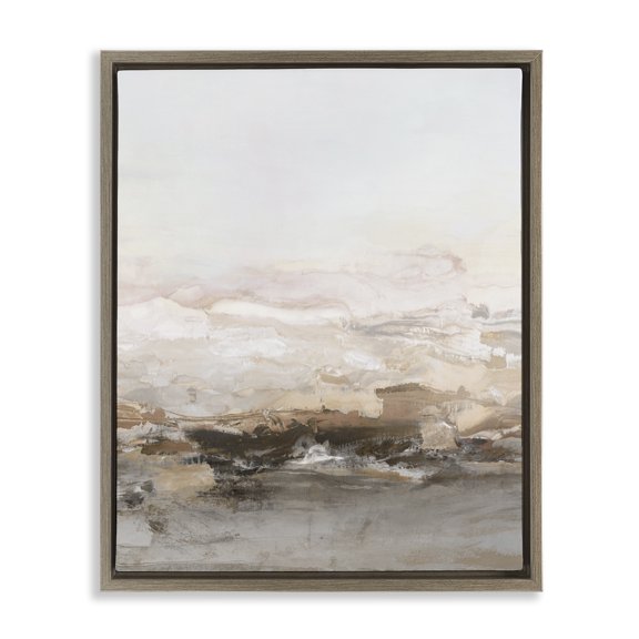 Stupell Industries Neutral Toned Abstract Horizon Brown Framed Floater Canvas Wall Art, design by Hazel J., 21 x 17