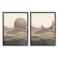 thumbnail image 1 of Neutral Toned Landscape Sun Moon Landscape Graphic Art Black Framed Art Print Wall Art, Set of 2, 1 of 8