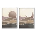 thumbnail image 1 of Neutral Toned Landscape Sun Moon Landscape Graphic Art White Framed Art Print Wall Art, Set of 2, 1 of 8
