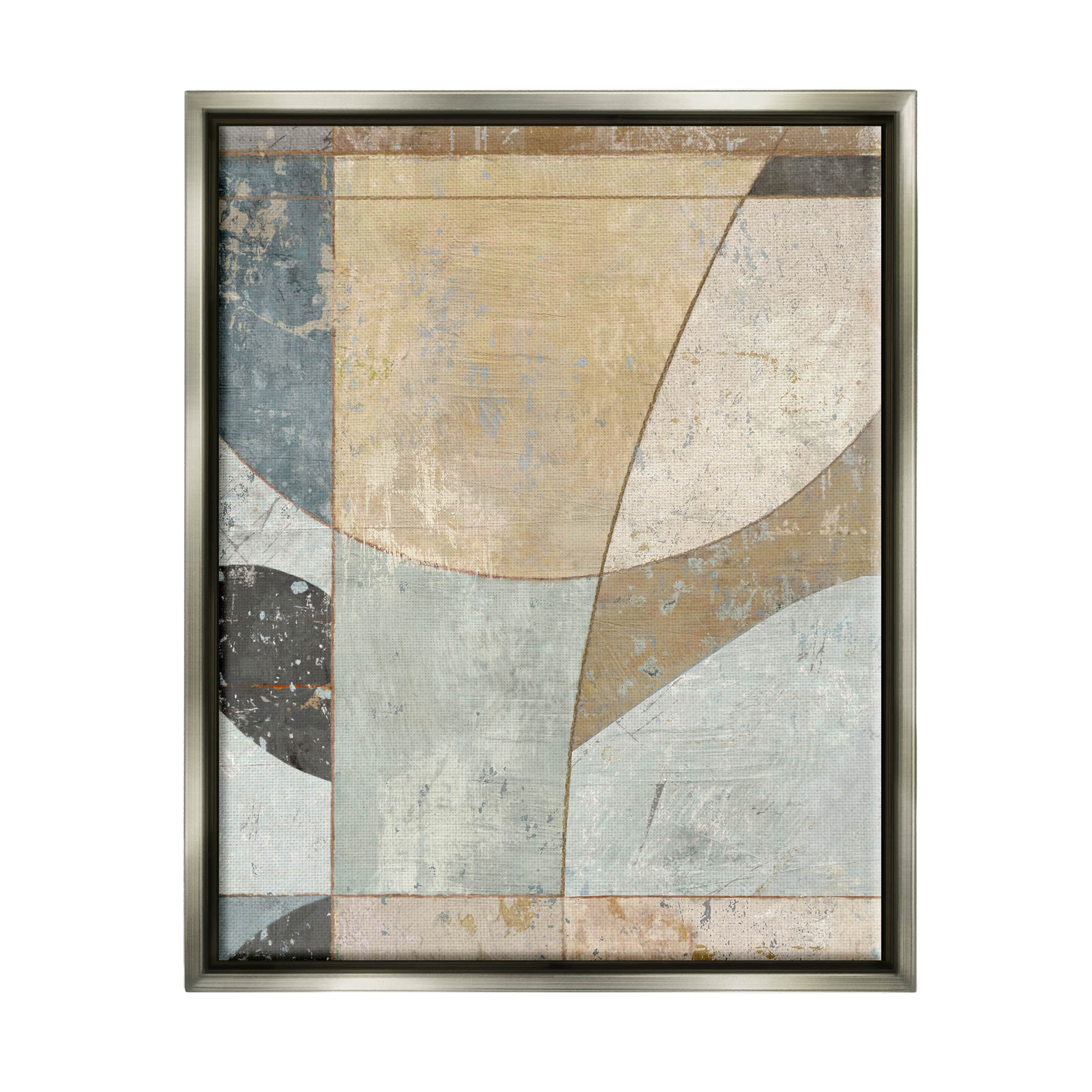 Neutral Tones Curved Shapes Abstract Painting Luster Gray Framed Art Print Wall Art