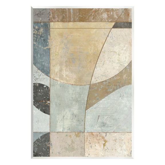 Neutral Tones Curved Shapes Abstract Painting Unframed Art Print Wall Art