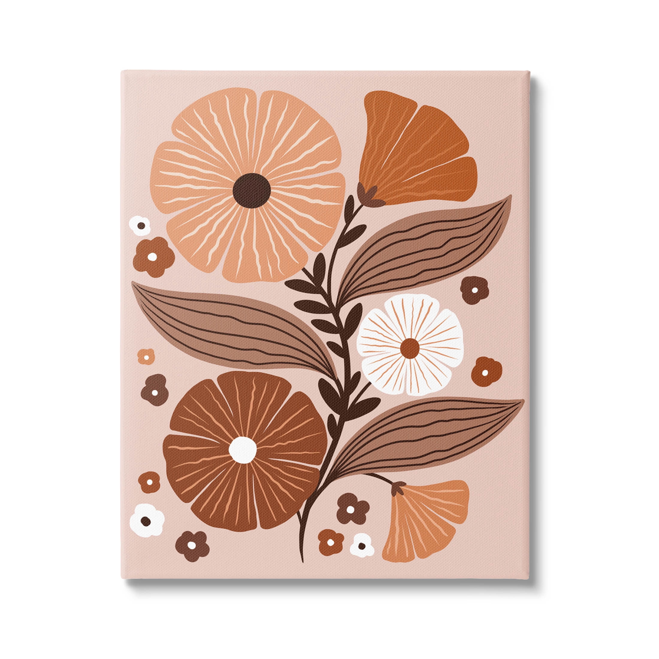 Neutral Tones Flower Shapes Botanical & Floral Graphic Art Gallery Wrapped Canvas Print Wall Art