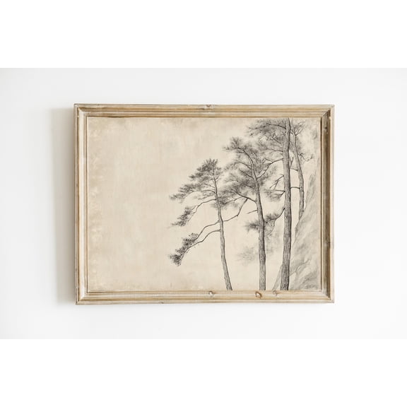Neutral Tree Antique Rustic Tree Forest Wall Art Poster Neutral Vintage Minimalist Art Poster Warm Present Vintage UNFRAMED Poster Size 24x36