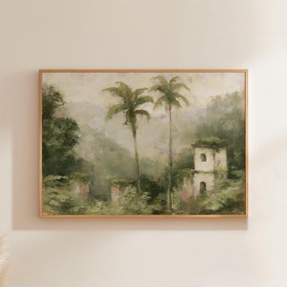 Neutral Tropical Palm Jungle Ruins Paper Coastal Alternate Classic ...