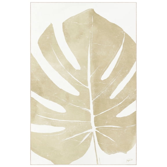 Neutral Tropico No. I Washable Leaf Art Area Rug size 5'x8', Power-loomed, Heavenly Softness with Non-Slipping Backing