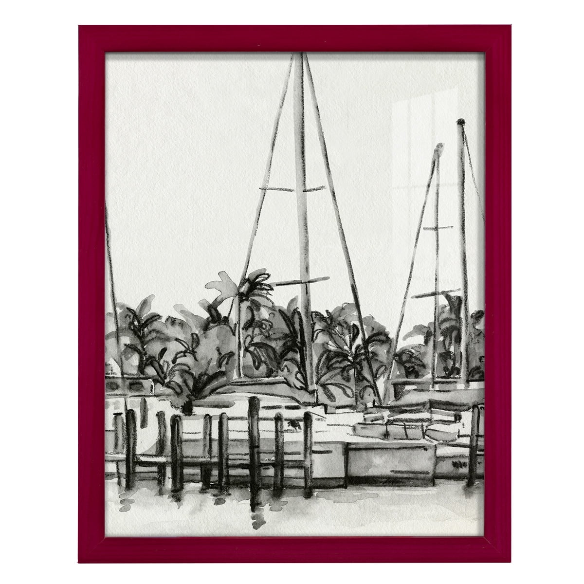 Neutral Tropics I - Framed Print w/glass - Cherry Red