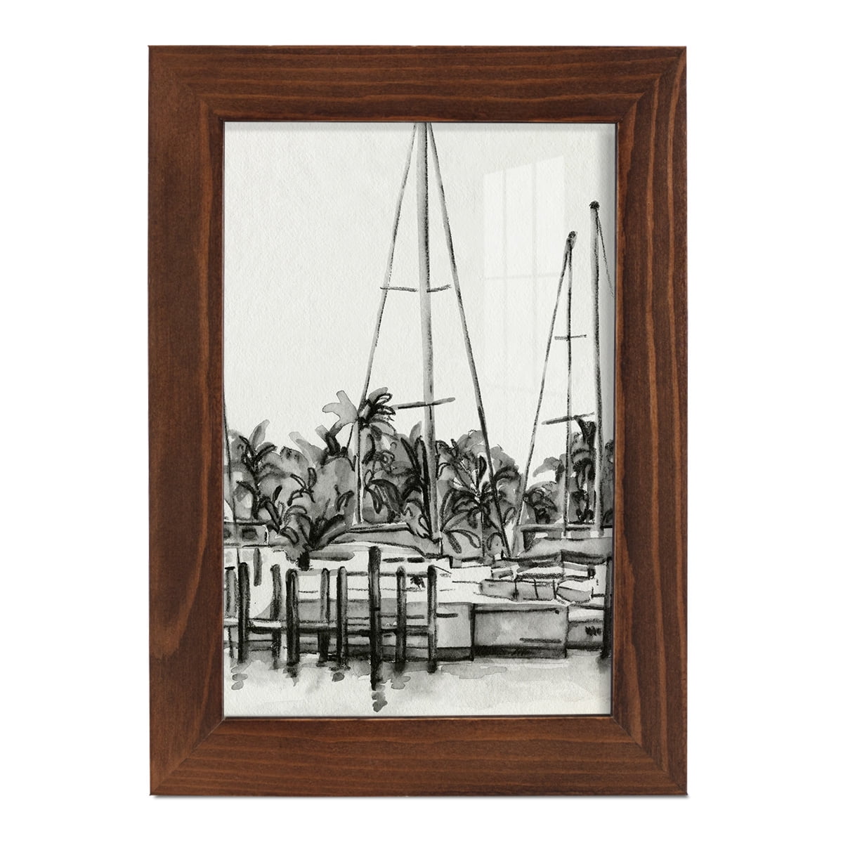 Neutral Tropics I - Framed Print w/glass - Chestnut